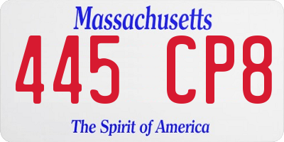 MA license plate 445CP8