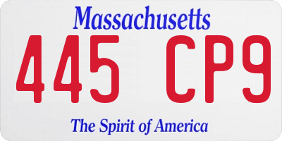 MA license plate 445CP9
