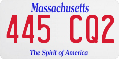MA license plate 445CQ2