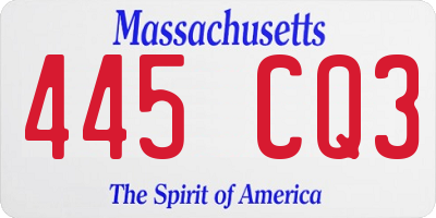 MA license plate 445CQ3