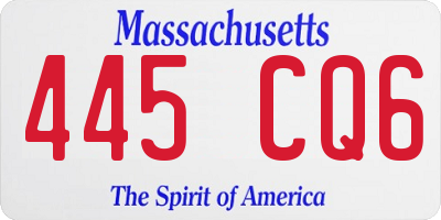 MA license plate 445CQ6