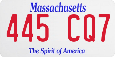 MA license plate 445CQ7