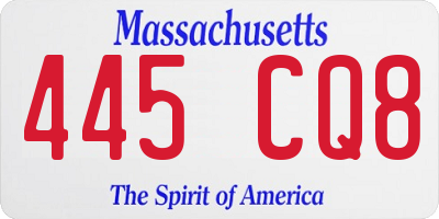 MA license plate 445CQ8