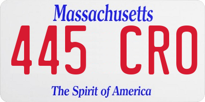MA license plate 445CR0