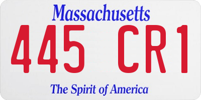 MA license plate 445CR1