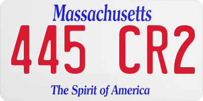 MA license plate 445CR2