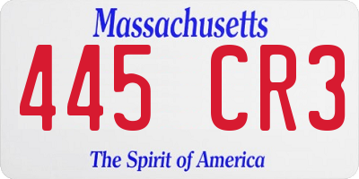 MA license plate 445CR3