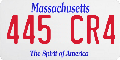 MA license plate 445CR4
