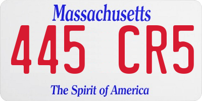 MA license plate 445CR5