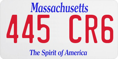 MA license plate 445CR6