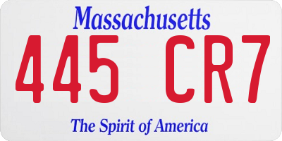 MA license plate 445CR7