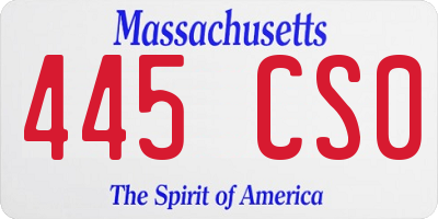 MA license plate 445CS0