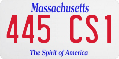 MA license plate 445CS1
