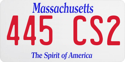 MA license plate 445CS2