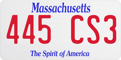 MA license plate 445CS3