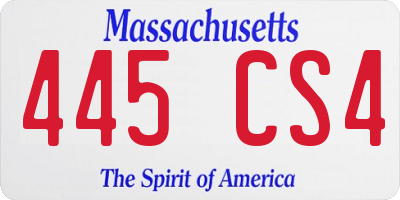 MA license plate 445CS4