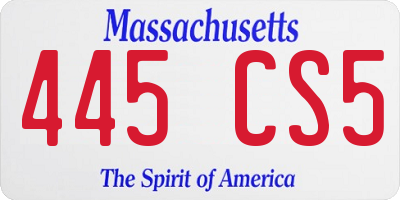 MA license plate 445CS5
