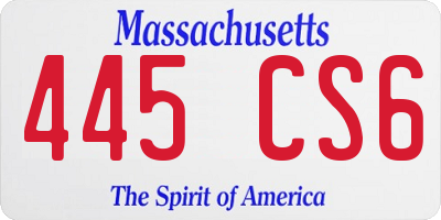 MA license plate 445CS6