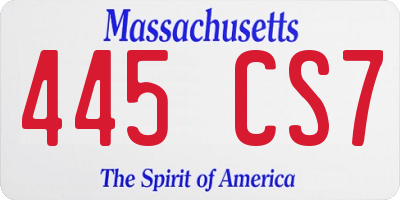 MA license plate 445CS7