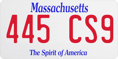 MA license plate 445CS9