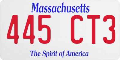 MA license plate 445CT3