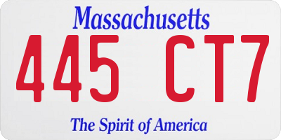 MA license plate 445CT7