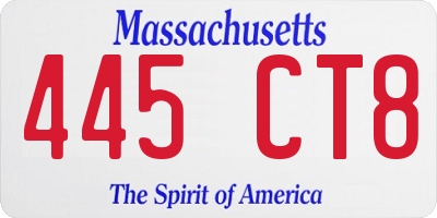 MA license plate 445CT8