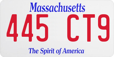 MA license plate 445CT9