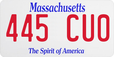 MA license plate 445CU0