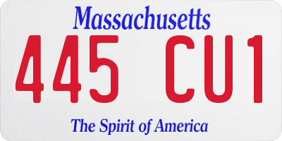 MA license plate 445CU1