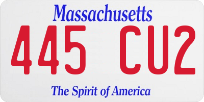 MA license plate 445CU2