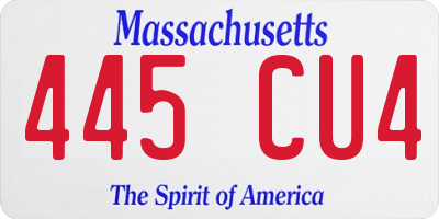 MA license plate 445CU4
