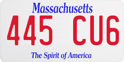 MA license plate 445CU6