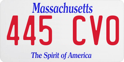 MA license plate 445CV0