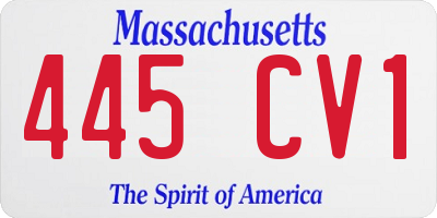 MA license plate 445CV1