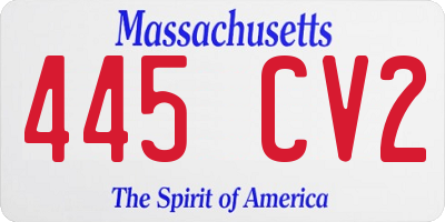 MA license plate 445CV2