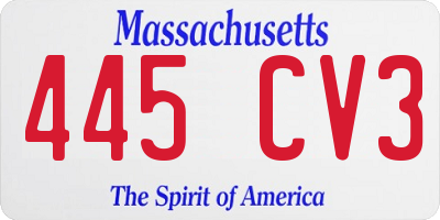 MA license plate 445CV3