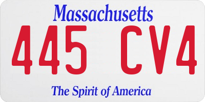 MA license plate 445CV4