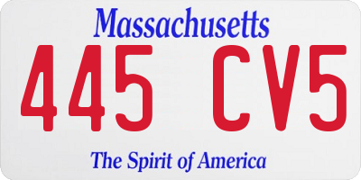 MA license plate 445CV5