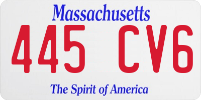 MA license plate 445CV6
