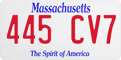 MA license plate 445CV7