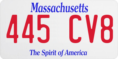 MA license plate 445CV8