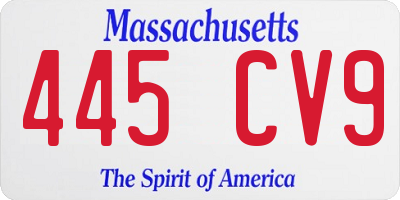 MA license plate 445CV9