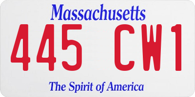 MA license plate 445CW1