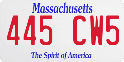 MA license plate 445CW5
