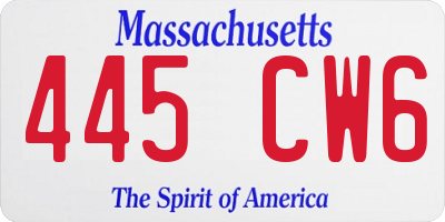 MA license plate 445CW6