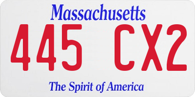 MA license plate 445CX2