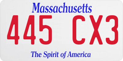 MA license plate 445CX3