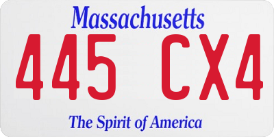 MA license plate 445CX4