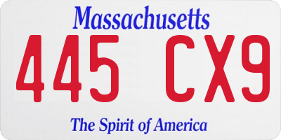 MA license plate 445CX9